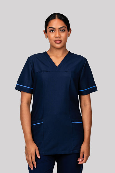 Zaya women’s scrub tunics made from our 4-way stretch Premium tri-blend fabric